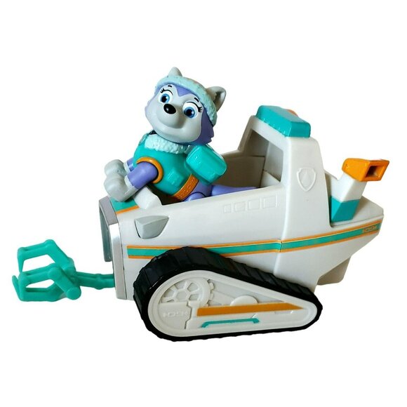 Paw Patrol EVEREST & Snow Plow Snowmobile Rescue Movable Claw Vehicle Dog Figure - Picture 2 of 14